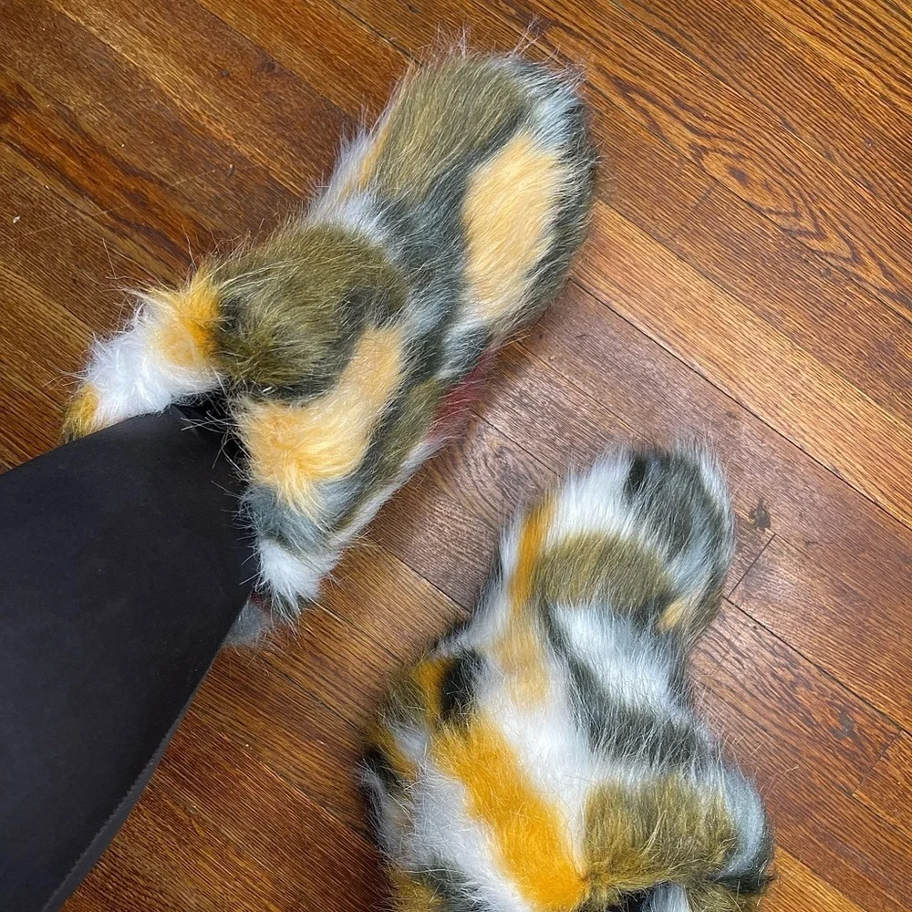 Multicolor Faux Fur Boots